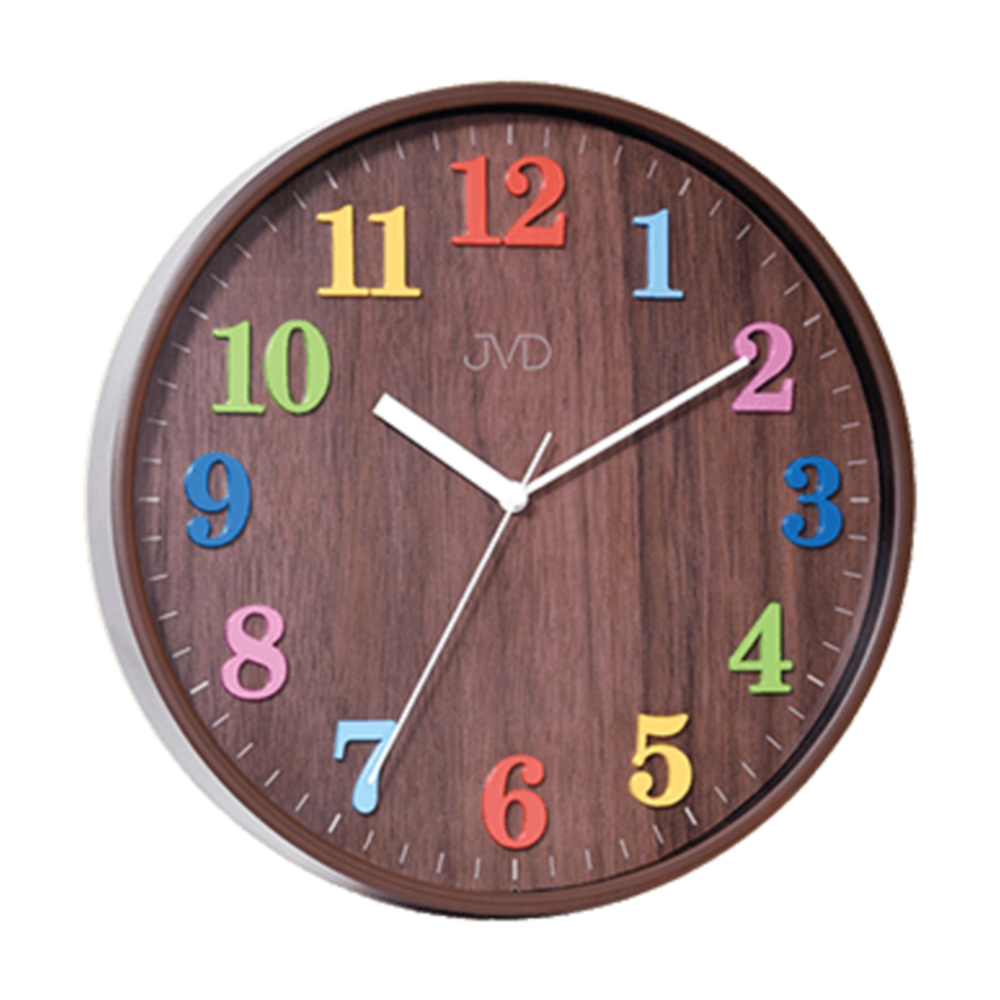 JVD Dětské barevené čitelné hodiny v dřevěném dekoru JVD HA49.2