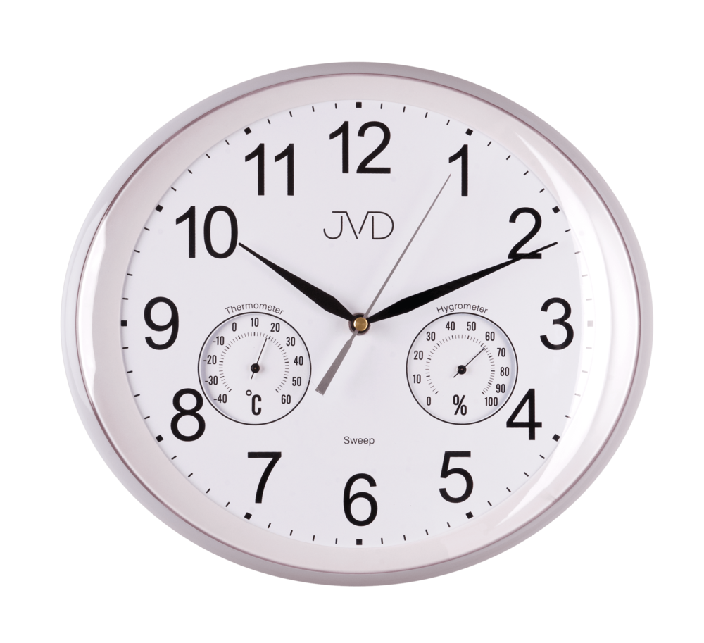 JVD Nástěnné hodiny s teploměrem a vlhkoměrem JVD HTP64.1