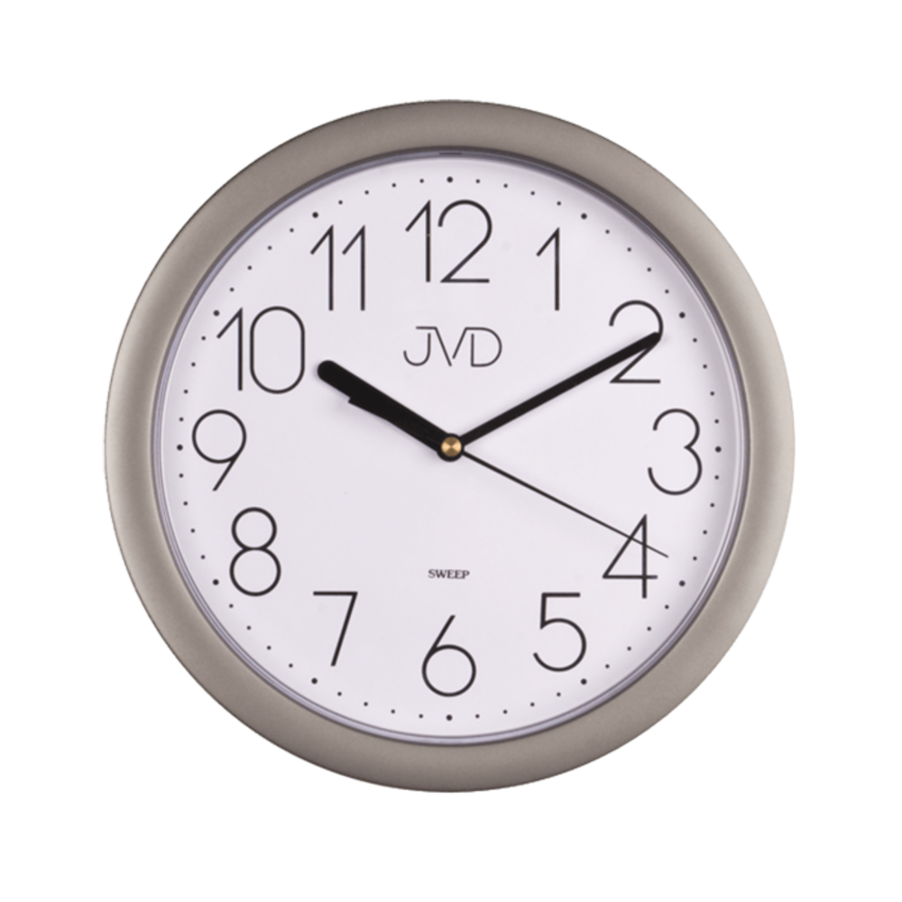 JVD Šedé netikající tiché nástěnné hodiny  JVD HP612.7