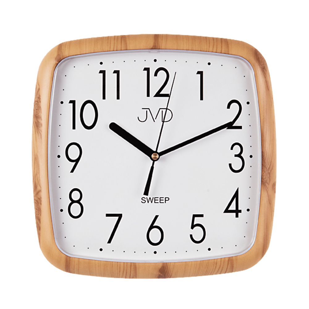 JVD Čitelné hranaté netikající nástěnné hodiny v imitaci dřeva JVD H615.3