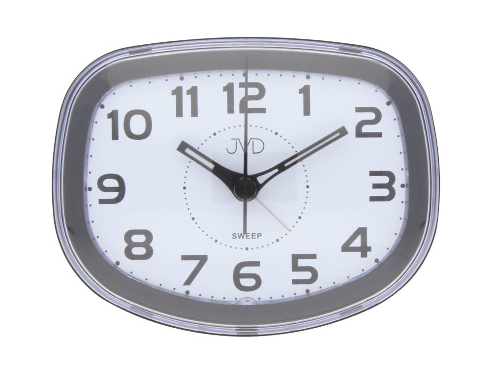 JVD Netikající tichý černý analogový budík JVD SRP865.1 s LED podsvícením