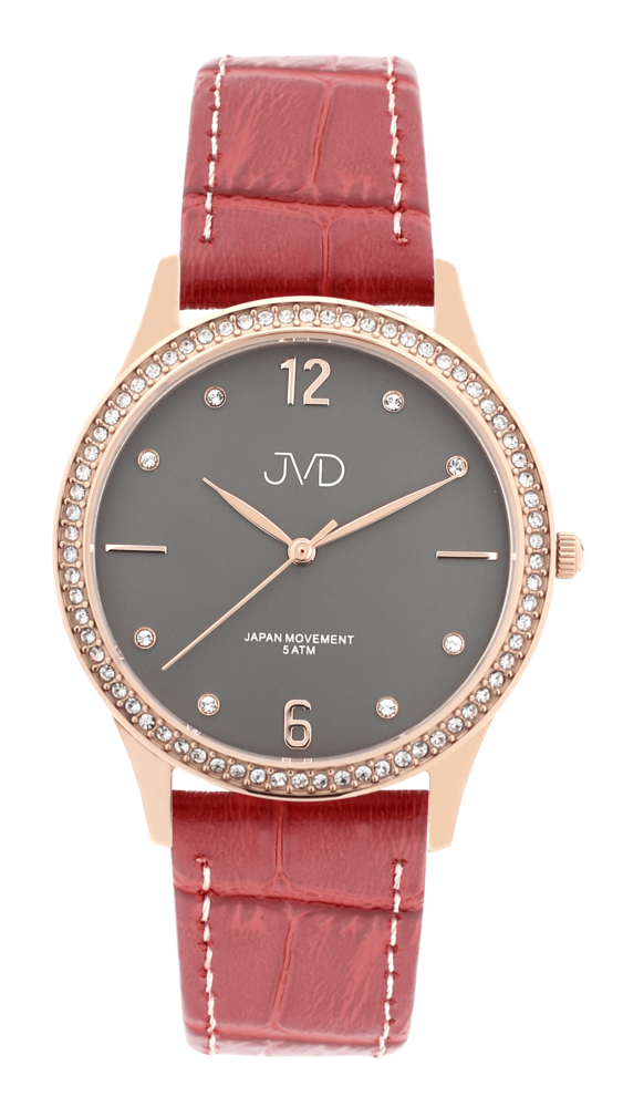 JVD Dámské ocelové červené rose gold hodinky JVD J4175.2