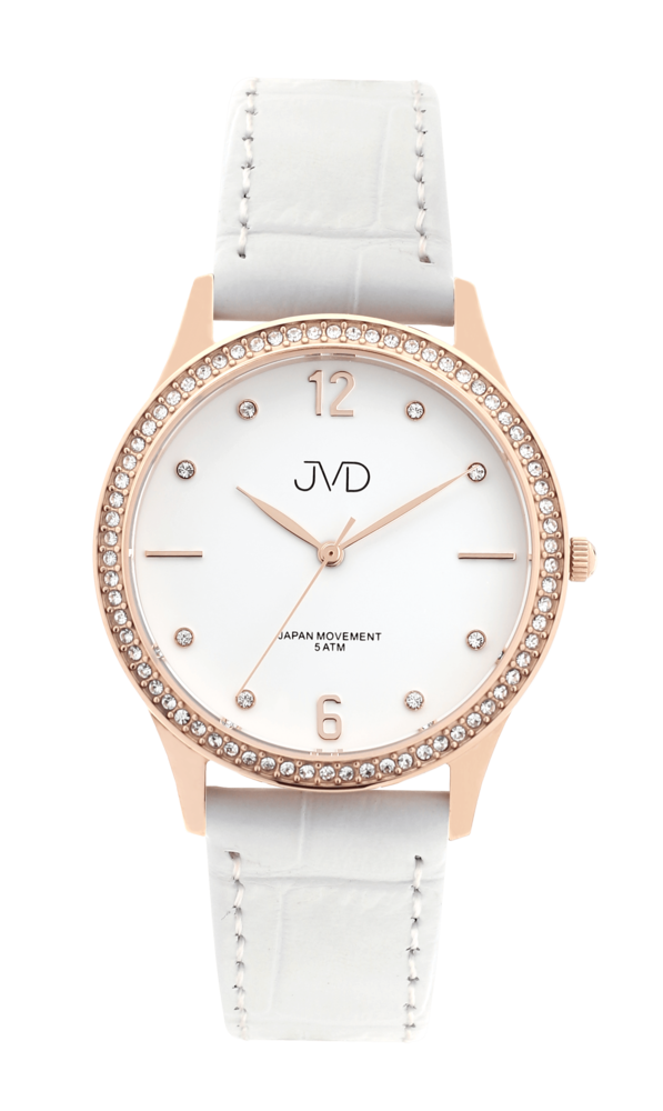 JVD Dámské ocelové bílé rose gold hodinky JVD J4175.1