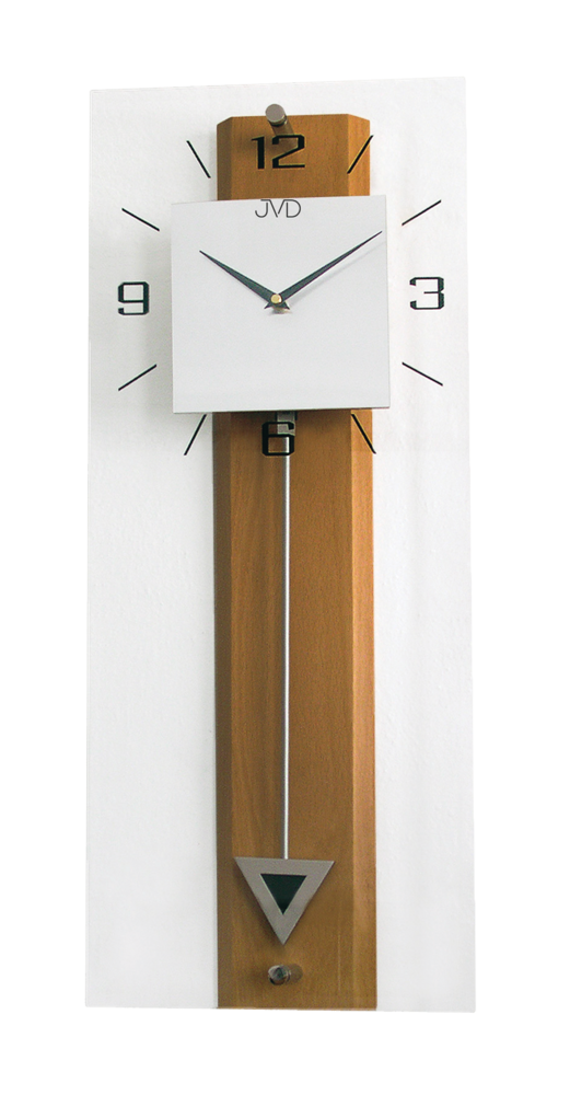 Dřevěné skleněné kyvadlové velké netikající nástěnné hodiny JVD NS2233/11