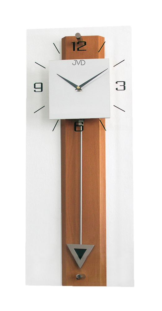 Dřevěné skleněné kyvadlové velké netikající nástěnné hodiny JVD NS2233/41