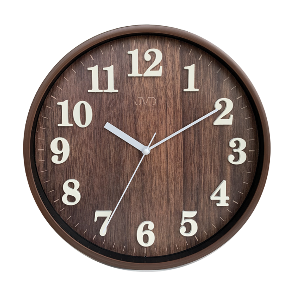 JVD Přehledné čitelné tiché netikající hodiny v dřevěném dekoru JVD HA50.2