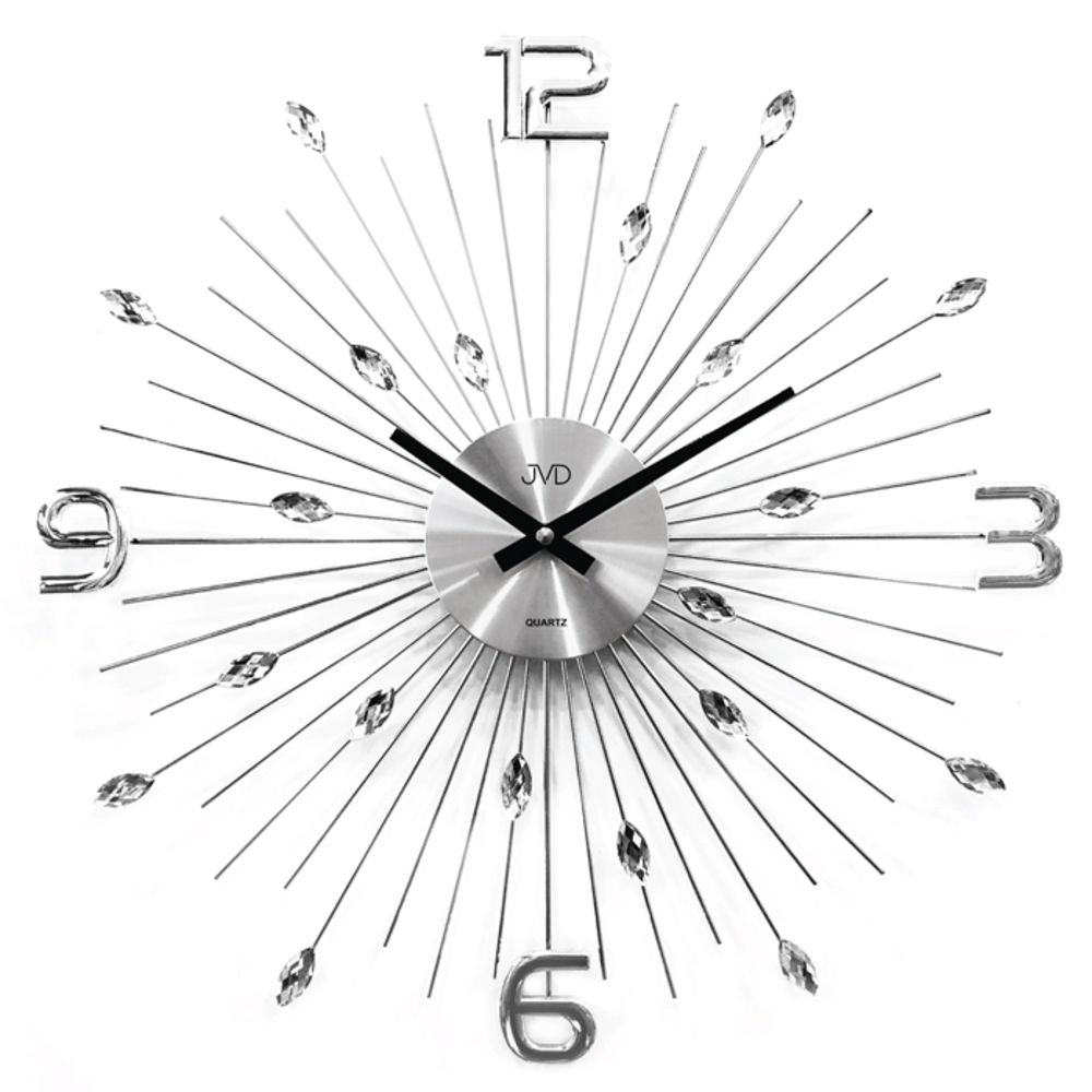 JVD Designové stříbrné paprskovité nástěnné hodiny JVD HT104