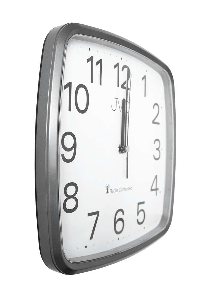 JVD Šedivo-stříbrné hranaté rádiem řízené levné hodiny JVD RH616.6 