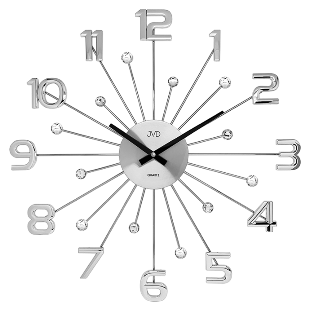 JVD Stříbrné designové paprskovité nástěnné hodiny JVD HT109.1
