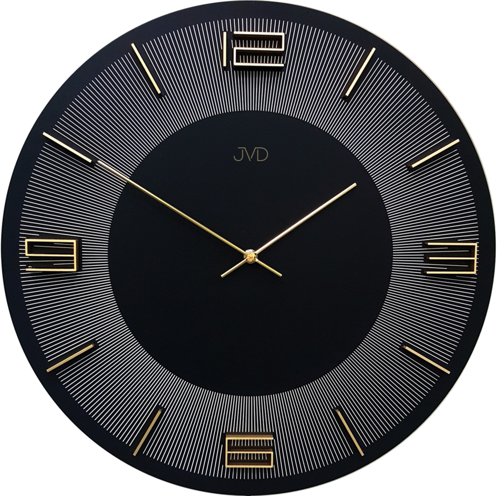 JVD Obrovské velké zlato-černé nástěnné hodiny JVD HC33.2