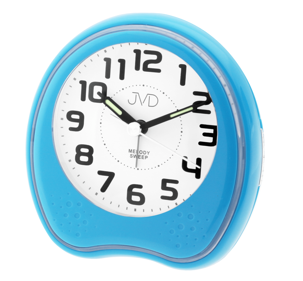JVD Modrý dětský netikající tichý analogový budík JVD sweep SRP130.7