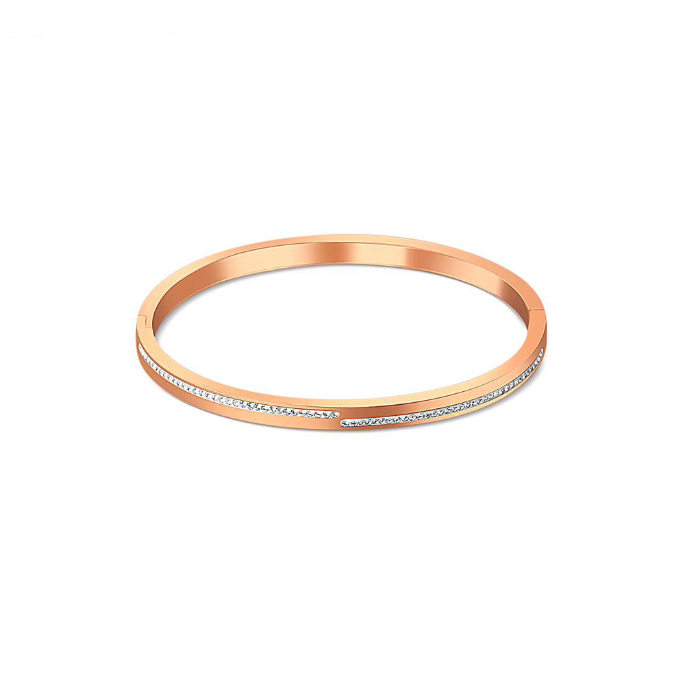 JVD Dámský rose gold ocelový náramek se zirkony SSSB0055XI8RO00