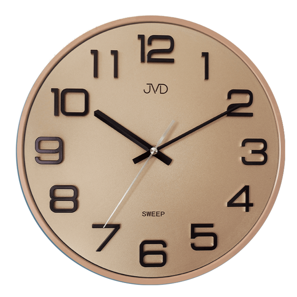 Plastové pastelové nástěnné rose gold tiché netikající hodiny JVD HX2472.8