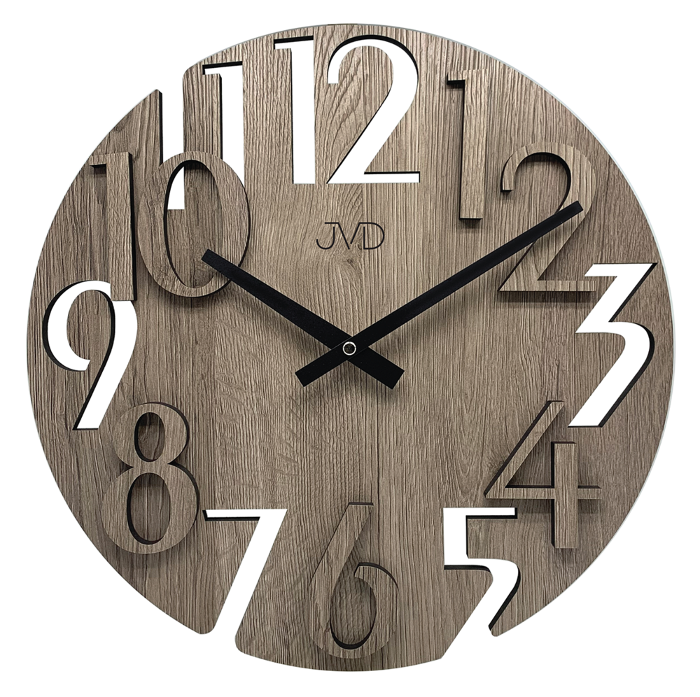 JVD Dřevěné nástěnné tiché 3D hodiny JVD HT113.1