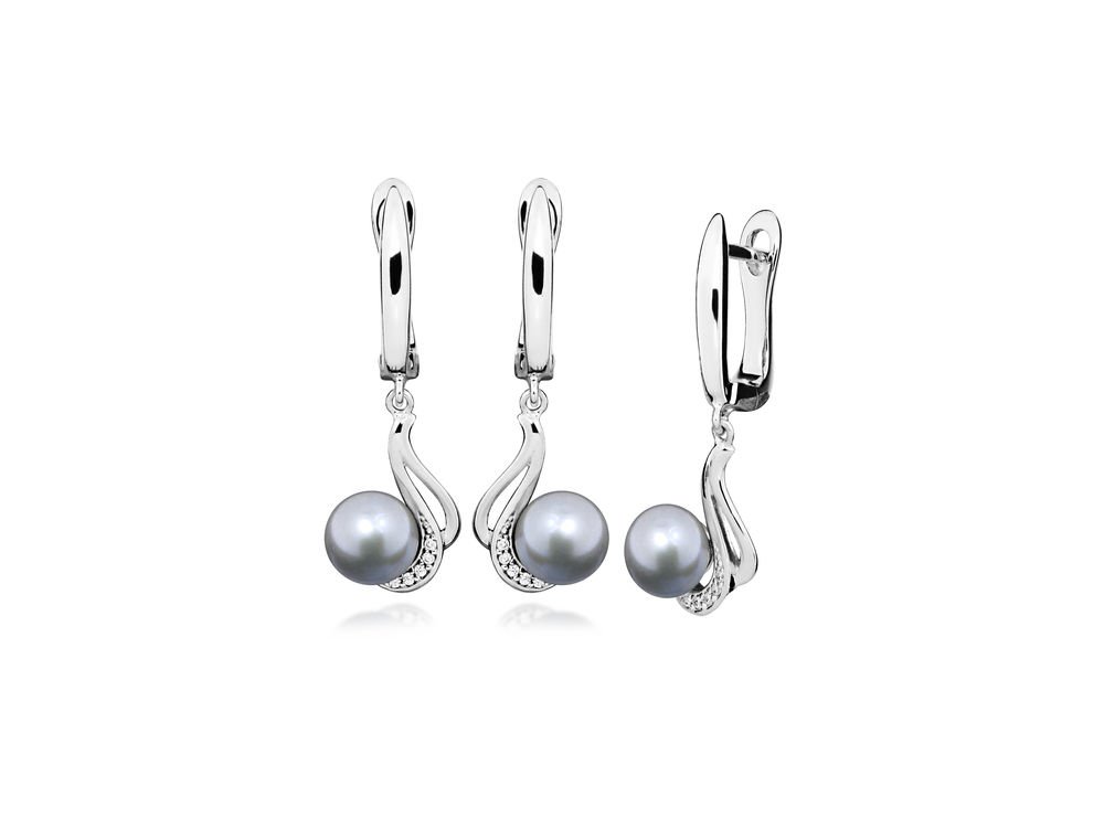 JVD Dámské visací stříbrné náušnice s perlami  SVLE0407SH8P600