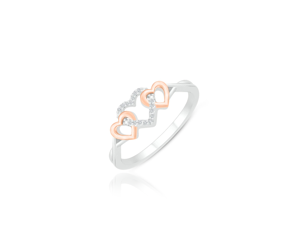 JVD Stříbrný bicolor prsten 925/1000 - propletená srdíčka SVLR0374XH2BK68