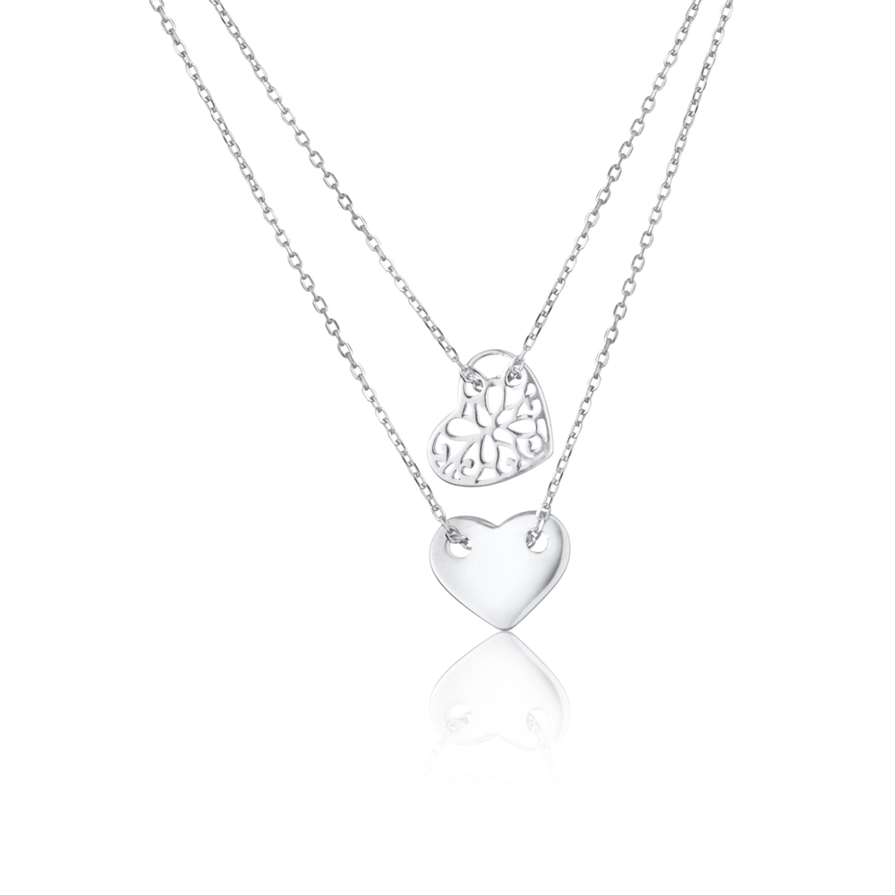 JVD Dámský stříbrný náhrdelník srdíčka se zirkony SVLN0164XH20043