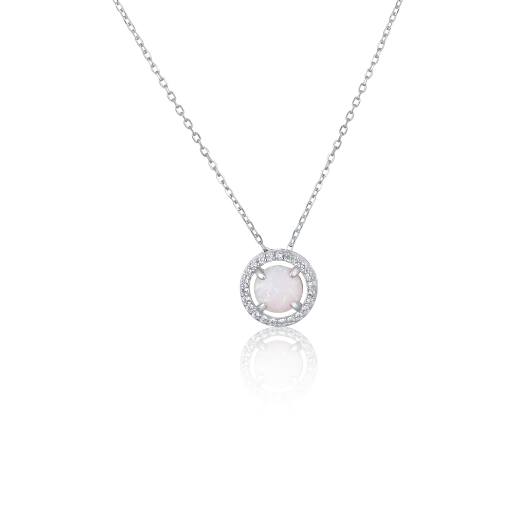 JVD Dámský stříbrný náhrdelník s opálem SVLN0413SH2O142