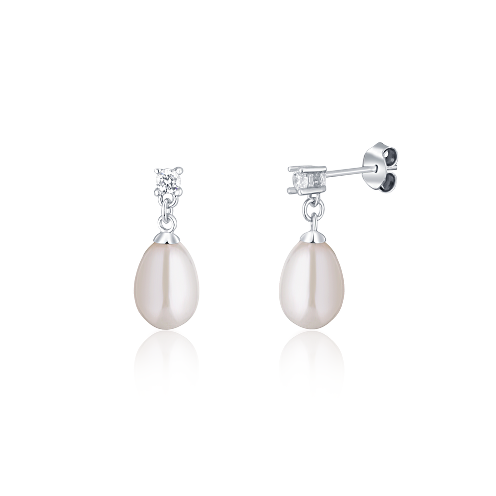 JVD Visací dámské perlové stříbrné náušnice SVLE0163SD2P100