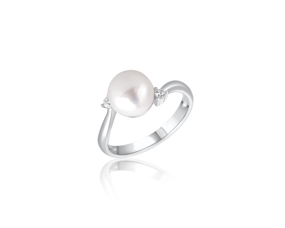 JVD Dámský stříbrný prsten s bílou perlou SVLR0442XH2P154
