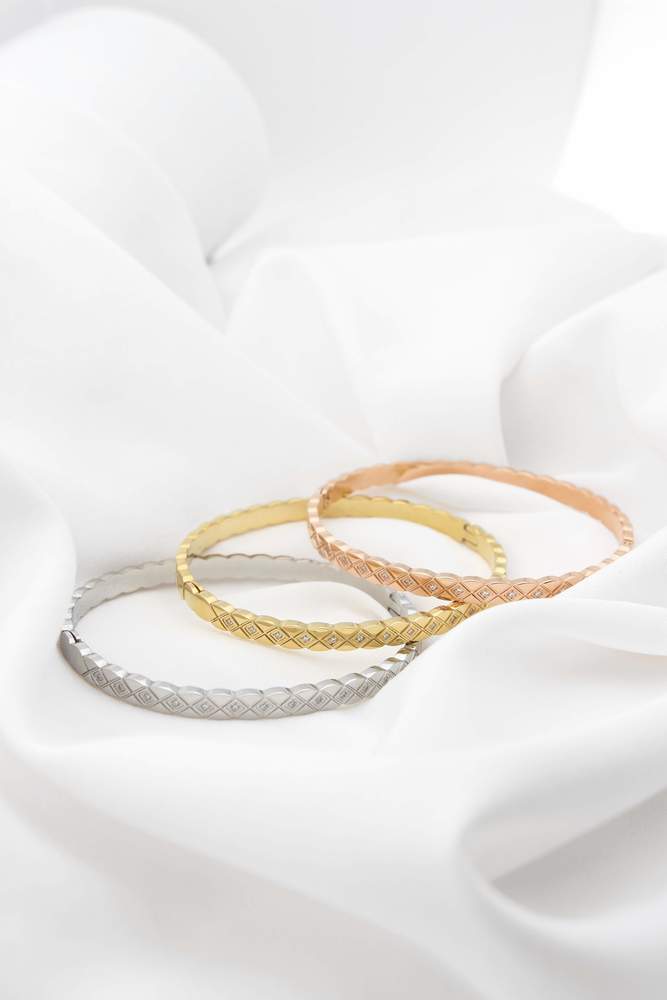  JVD Dámský pozlacený ocelový náramek se zirkony SSSB0054XI8GO00