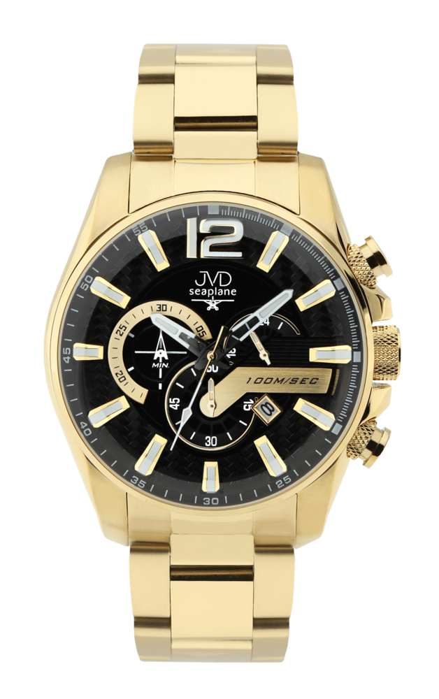 JVD Zlaté pánské vodotěsné náramkové hodinky JVD JE1002.5 - chronograf 10ATM