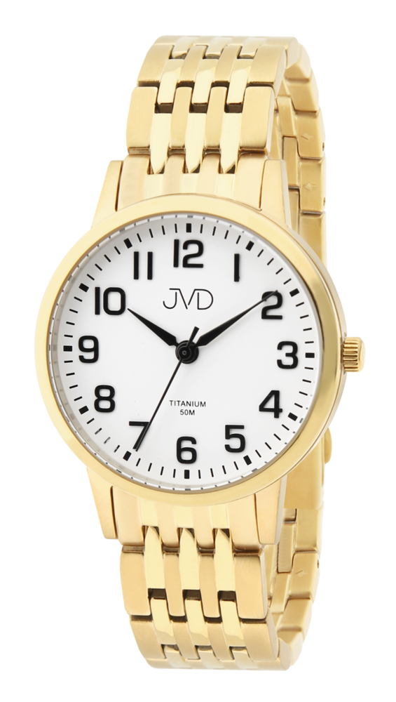 JVD Pánské náramkové titanové antialergické zlacené hodinky JVD JE5001.3