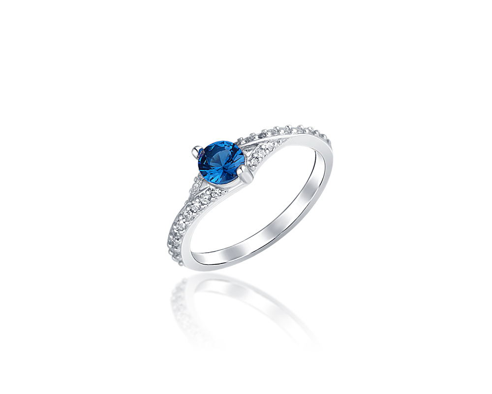 JVD Stříbrný prsten 925/1000 s centrálním modrým kamenem SVLE0447XI2MB58