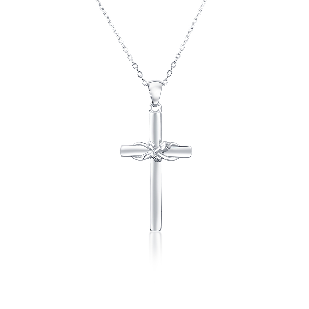 JVD Dámský stříbrný náhrdelník s křížkem SVLN0298XF342