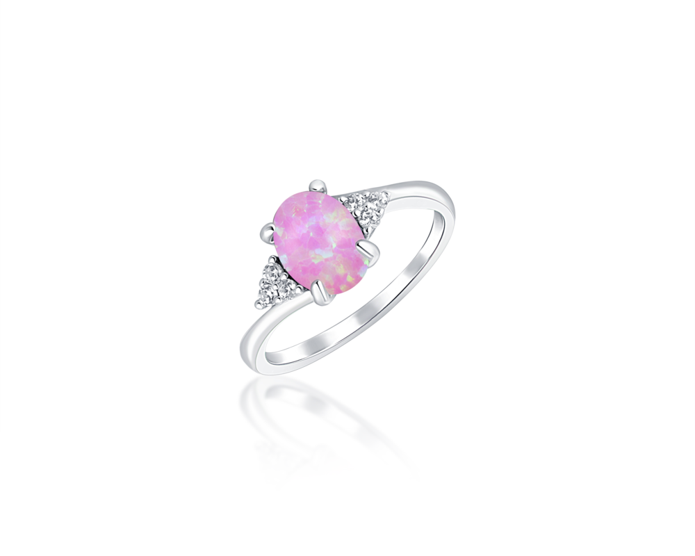 JVD Stříbrný prsten s růžovým opálem SVLR0406XH2O452