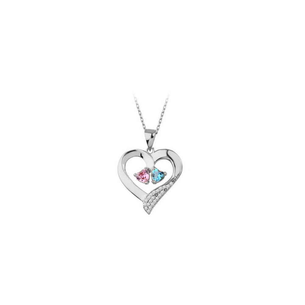 JVD Stříbrný přívěsek srdce s modrým a růžovým zirkonem SVLP0833XH2RM00