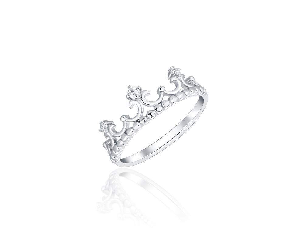 JVD Stříbrný zásnubní prsten "korunka" se zirkony 925/1000 SVLR0129X75BI54