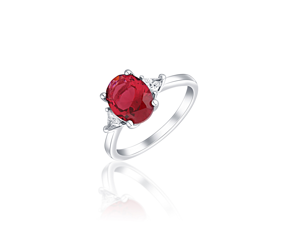 JVD Stříbrný zásnubní prsten s červeným kamenem SVLR0496XH2R154