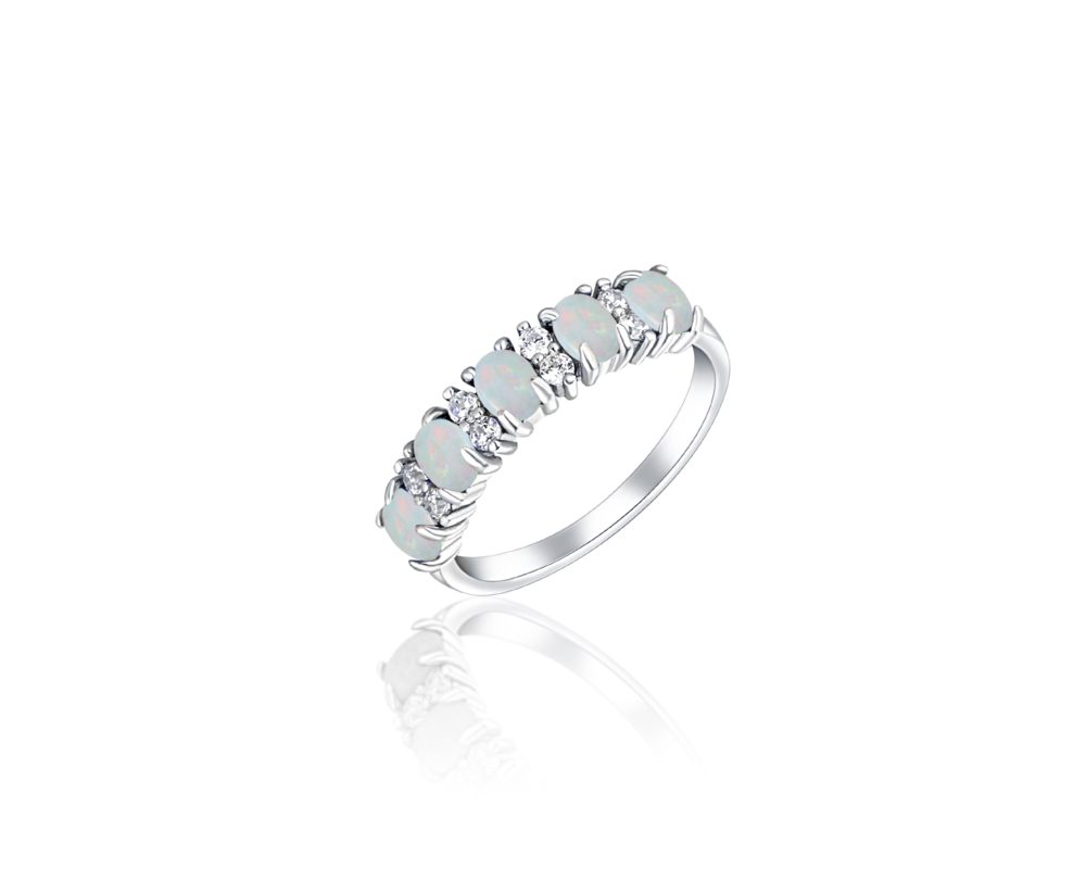 JVD Stříbrný prsten 925/1000 s pěti bílými opály SVLR0512XH2O152