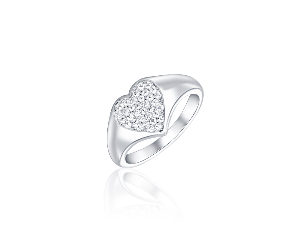 JVD Dámský stříbrný prsten se zirkony srdce SVLR0500XH2BI48
