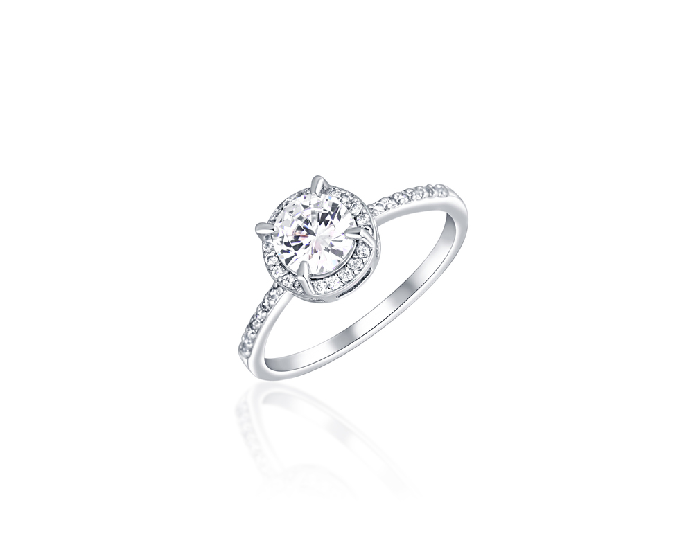 JVD Stříbrný zásnubní prsten s velkým centrálním zirkonem 925/1000 SVLR0039SH2BI56