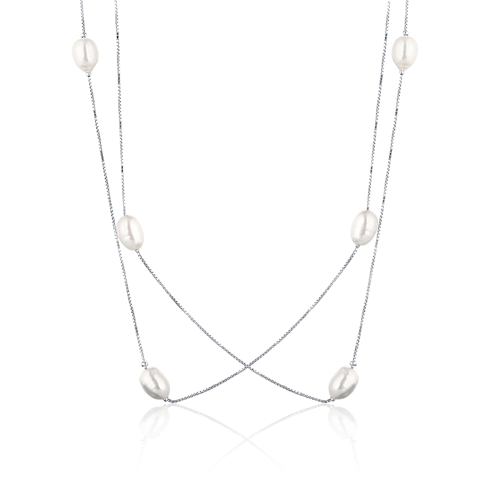 JVD Dámský stříbrný náhrdelník se sladkovodními perlami SVLN0066SD5P145