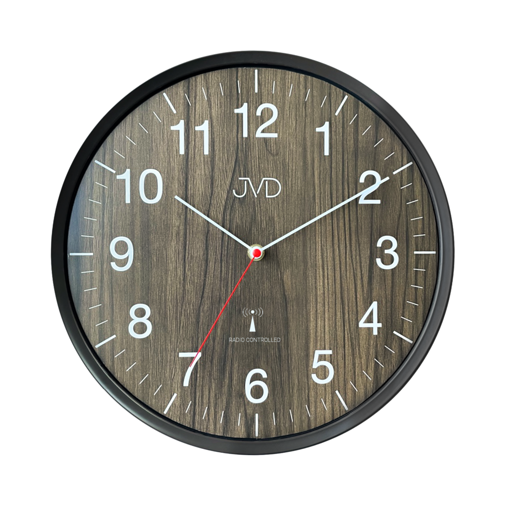 JVD Nástěnné rádiem řízene hodiny v imitaci dřeva JVD RH17.3