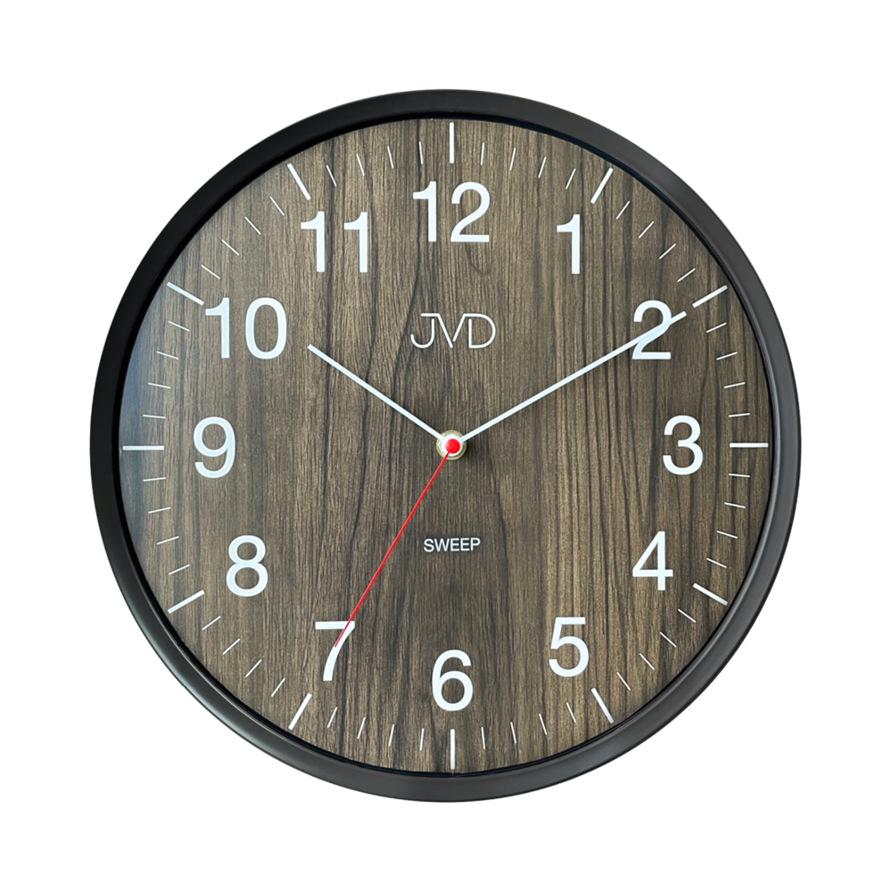 JVD Netikajcí analogové tiché nástěnné hodiny v imitaci dřeva JVD HA17.3