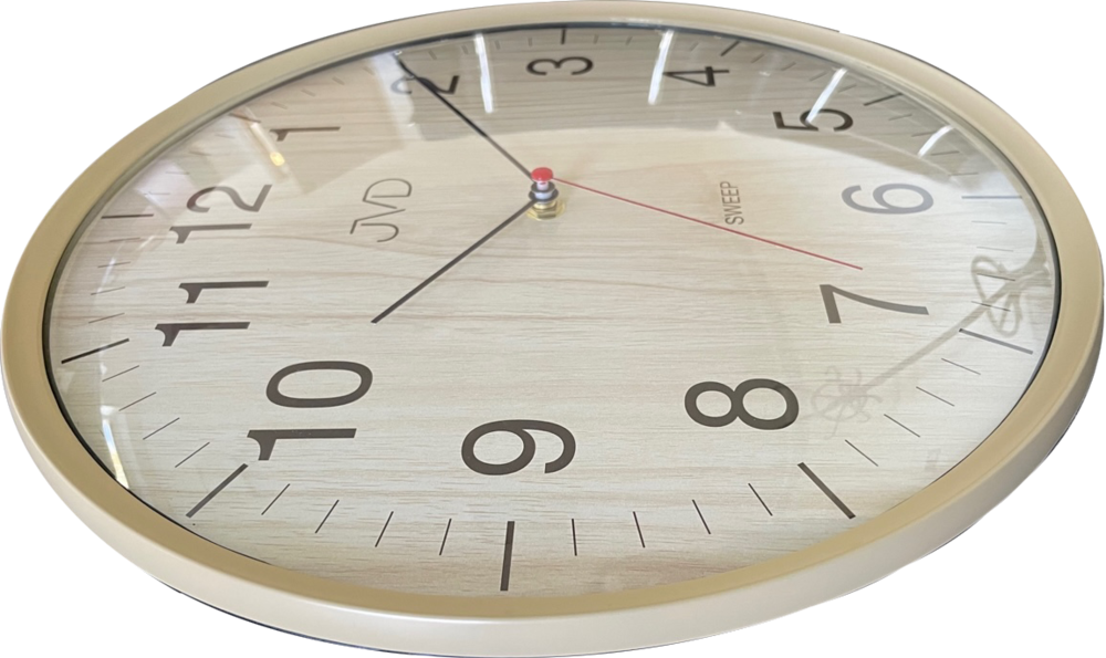 JVD Netikajcí analogové tiché nástěnné hodiny v imitaci dřeva  JVD HA17.2