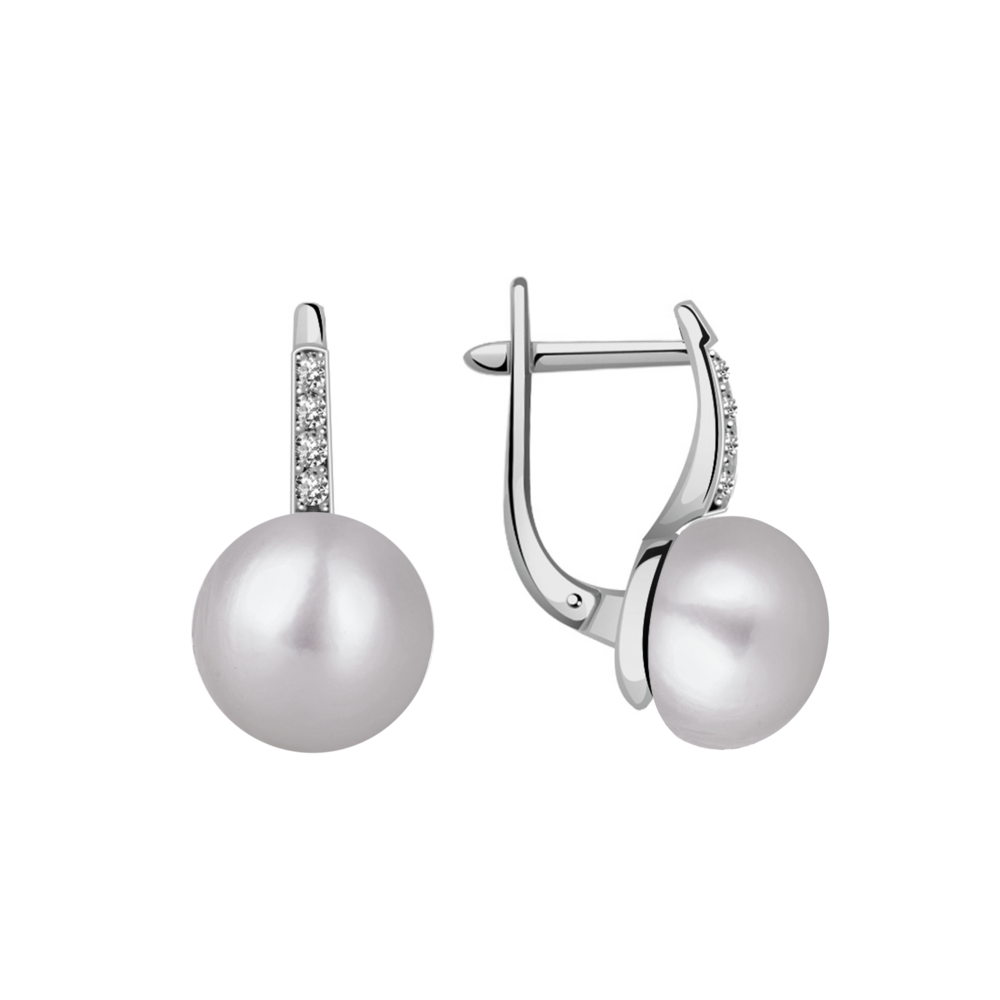 JVD Klasické stříbrné dámské náušnice s perlami SVLE0874XH2P600