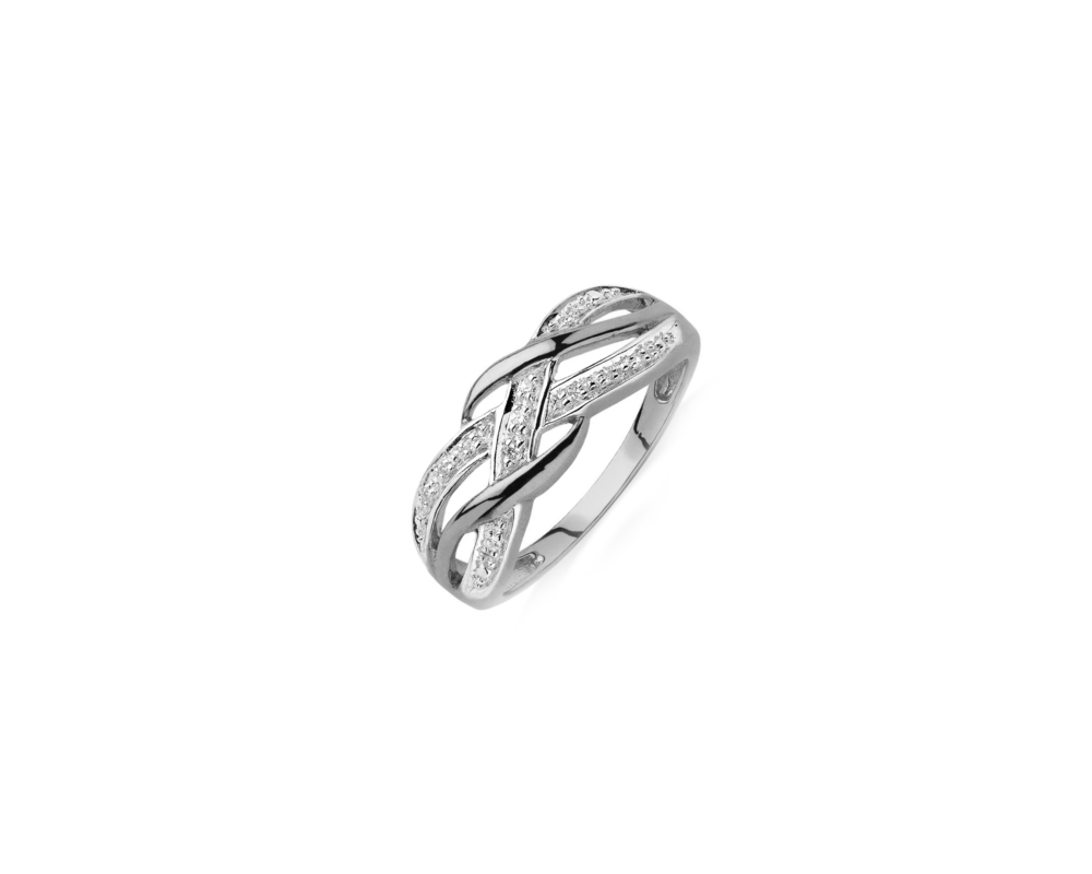 JVD Stříbrný propletený prsten se zirkony SVLR0514XH2BI56
