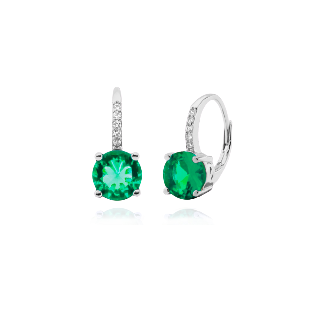 JVD Dámské stříbrné náušnice se zirkony a zelenými smaragdy  SVLE0853XH2Z100