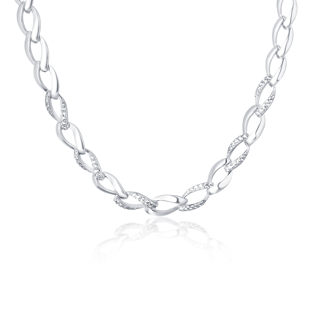 JVD Stříbrný silný náhrdelník 925/1000 se zirkony SVLN0205SH2BI42