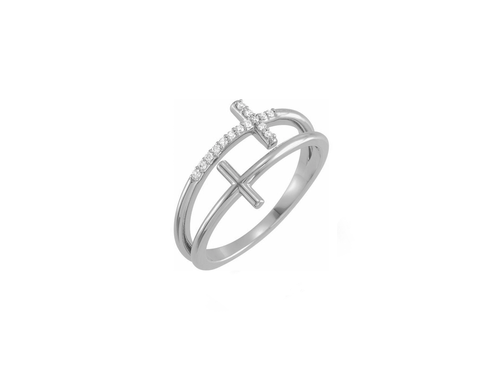 JVD Dámský stříbrný prsten se zirkony - křížek SVLR0631XH2BI54