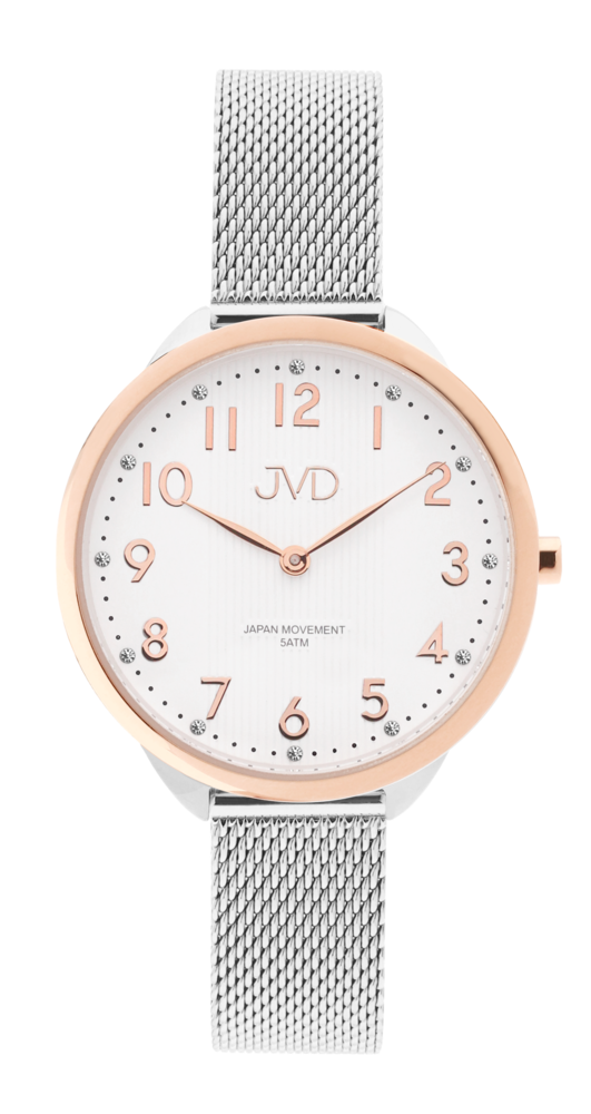 JVD Náramkové hodinky Rose Gold se zirkony na číselníku JVD J4191.5