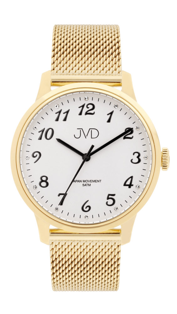 JVD Pozlacené náramkové hodinky se zirkony na číselníku JVD J1124.4