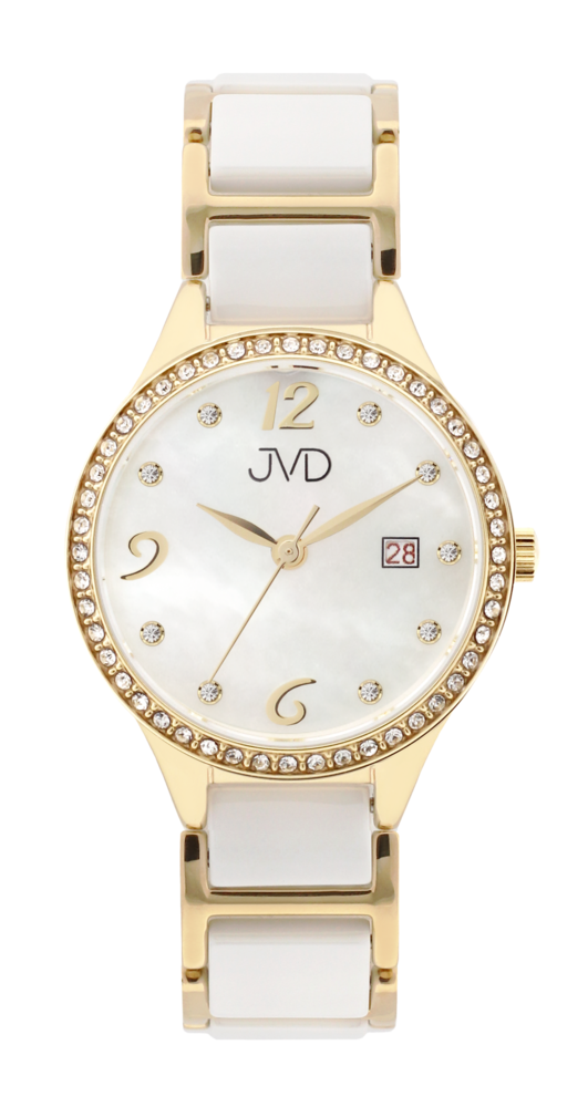 JVD Dámské náramkové keramické pozlacené hodinky JVD JG1031.2