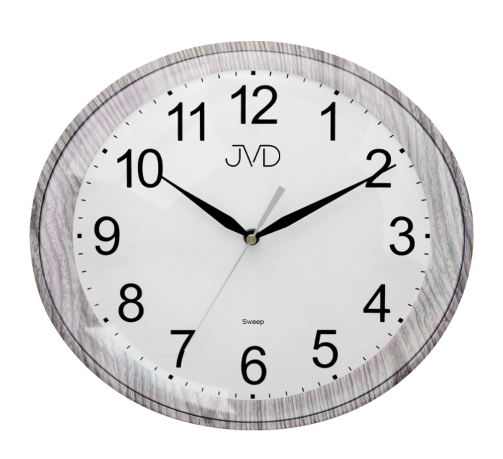 JVD Oválné tiché netikající plynulé hodiny v imitaci dřeva JVD sweep HP664.11