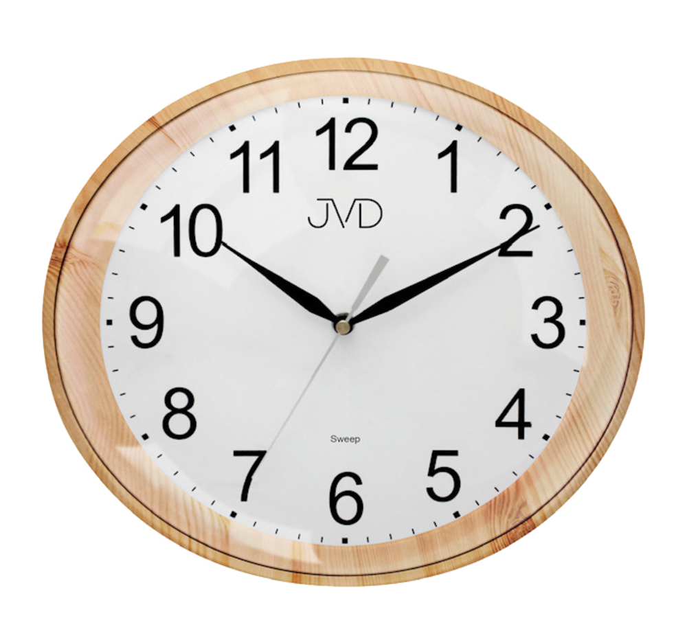 JVD Oválné tiché netikající plynulé hodiny v imitaci dřeva JVD sweep HP664.12